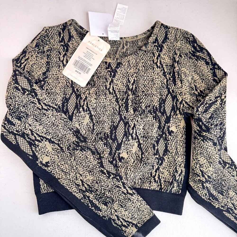 Fabletics Animal Snakeskin Print Long Sleeve Crop Top L